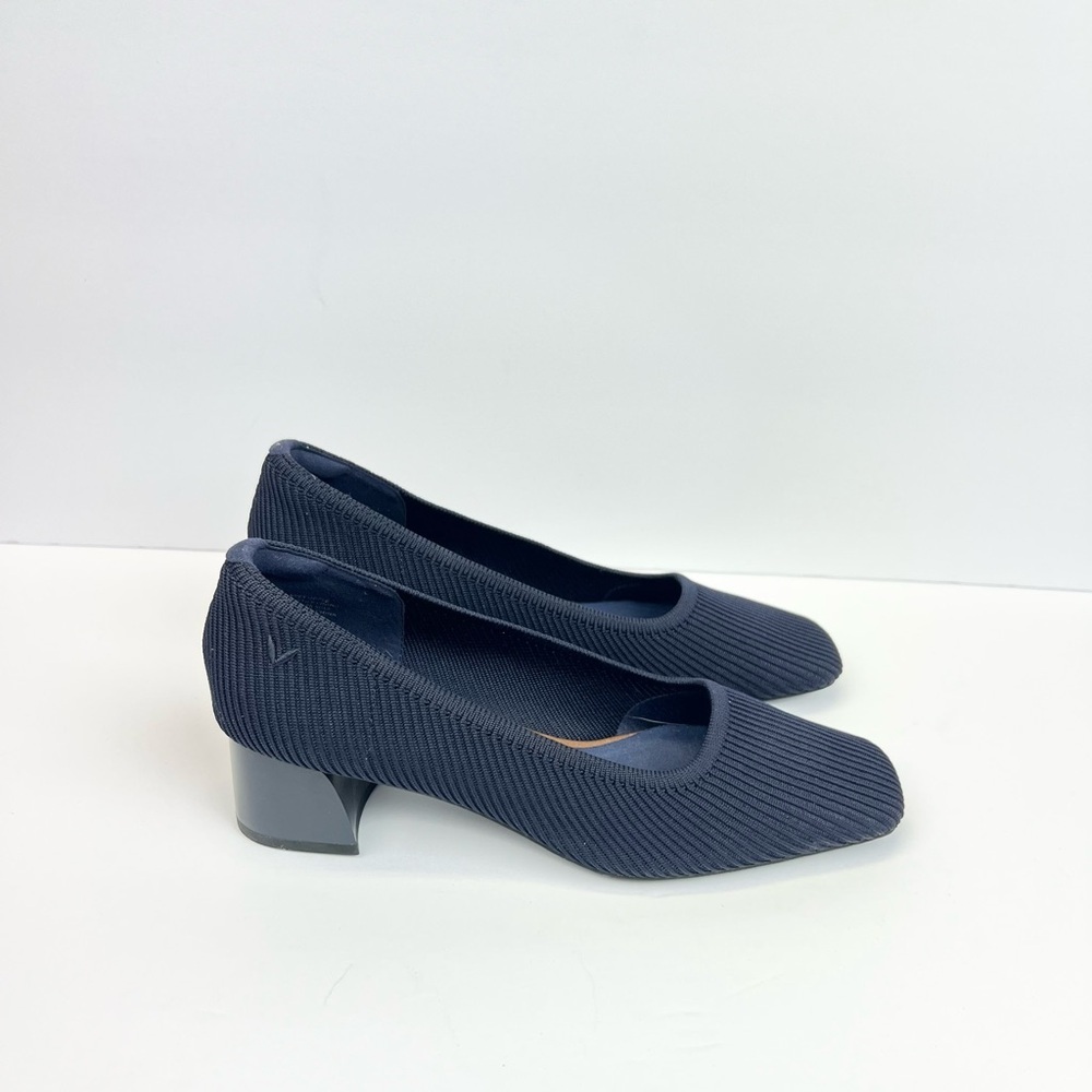 Vivaia Melody Pro Square Toe Chunky Block Pump Heels US 8.5 EU 39 Navy Blue $189
